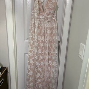 Elegant Lace Overlay Maxi Dress